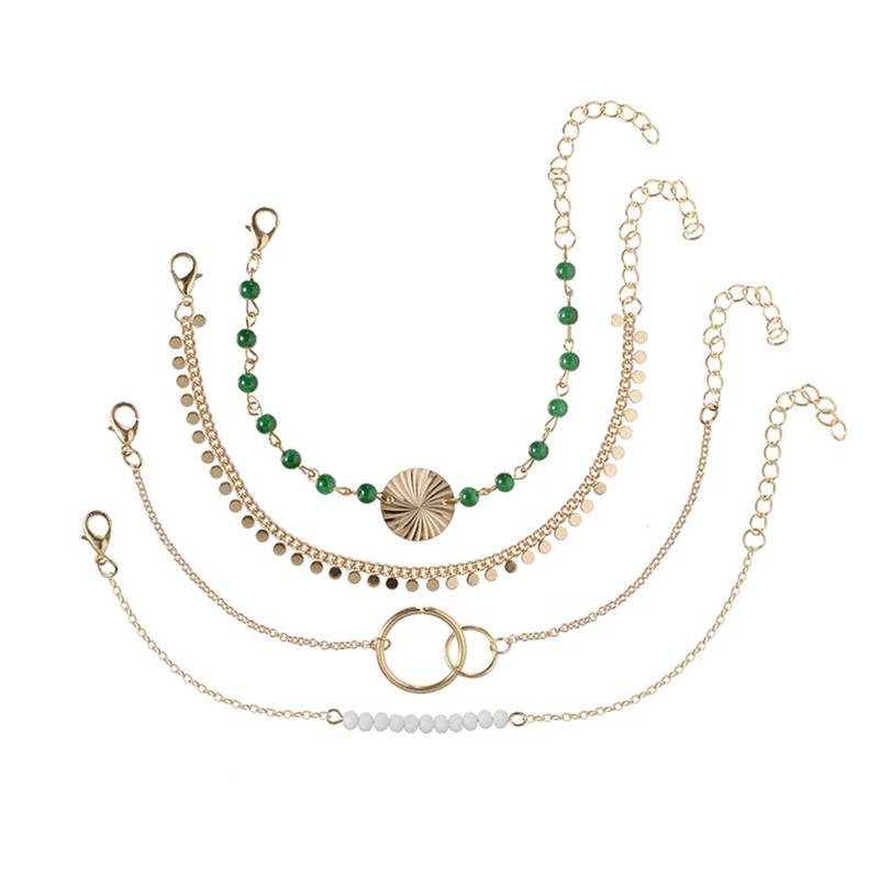 Простой женский браслет с текстурой водной волны ручной работы белыми и зелеными