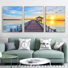 Скандинавские настенные художественные картины на холсте, пейзаж, плакаты и принты на берегу озера, небо, мост, картина для гостиной, домашний декор, куадросы