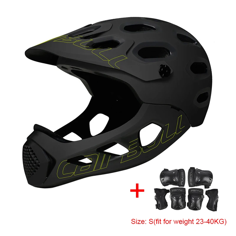 TRAIL DH MTB велосипедный шлем со съемной защитой подбородка и налокотником наколенник анти-ударный скейтборд дорожный горный велосипед велосипедный шлем - Цвет: Black yellow Gear S