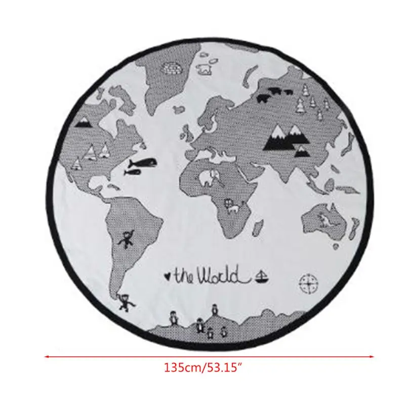 

135cm Adventure World Map Baby Playing Mat Crawling Rug Carpet Kids Educational