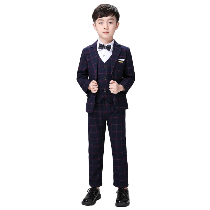 Новинка Детский костюм в клетку для школы стиле английских мальчиков деловой с