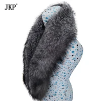jkp 2020 real silver fox fur collar for women genuine winter warm coat accessory natural fox fur scarf thicken shawl and wraps