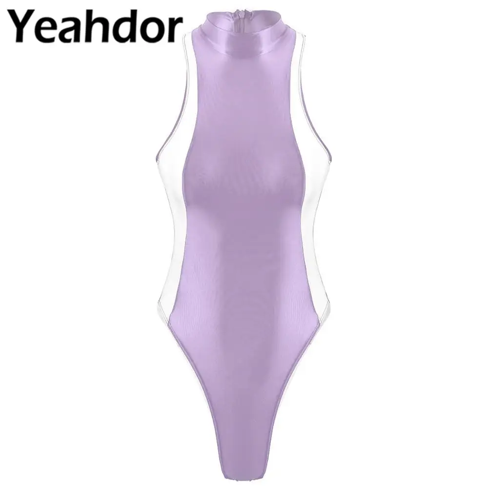 Женские Боди гладкие шелковистые сексуальные цельные цветные с вырезом без