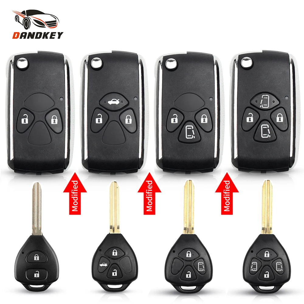 

Dandkey 2/3/4 Buttons Modified Flip Remote Key Shell Case For Toyota Yaris Prado Camry Corolla RAV4 Crown Avalon Venza 2007-2012
