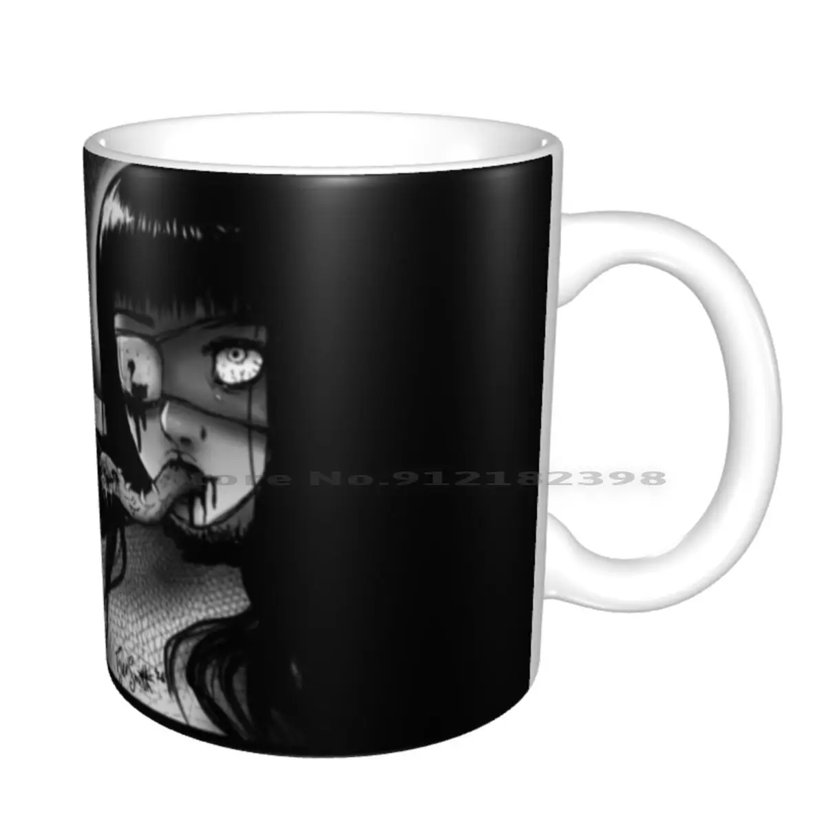 A Horrific Surprise Ceramic Mugs Coffee Cups Milk Tea Mug Horror Manga Alternative Creepy Dark Gothic Goth Anime Blood Monster | Дом и сад