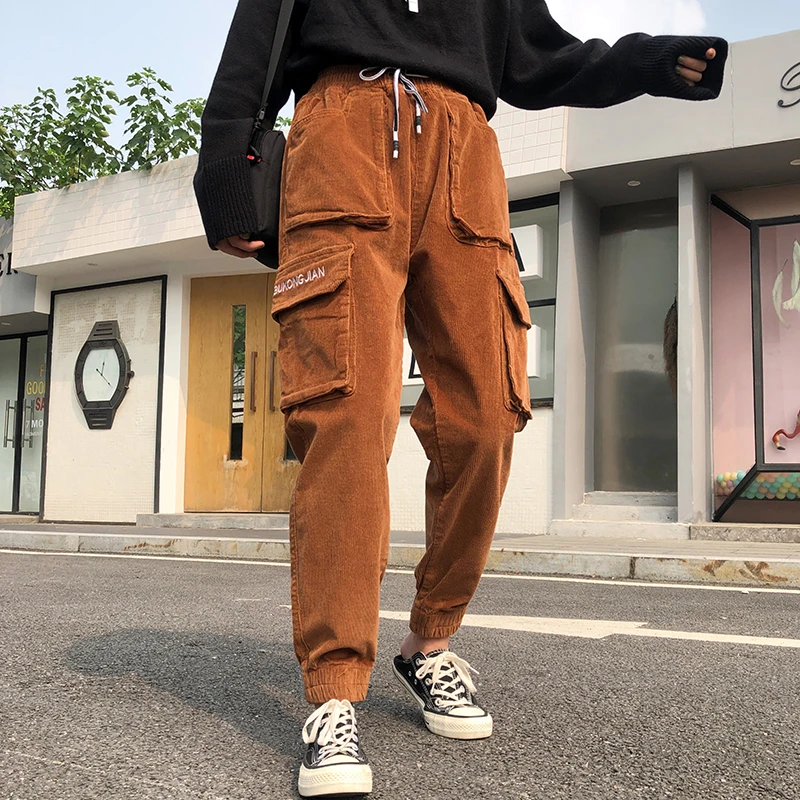 Женские вельветовые брюки-карго Shellsuning свободные теплые брюки Харадзюку на осень