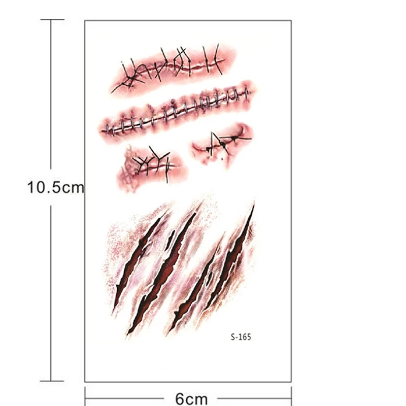 Временная Водонепроницаемая Наклейка 3D Zombie Татуировка шрамы с поддельными