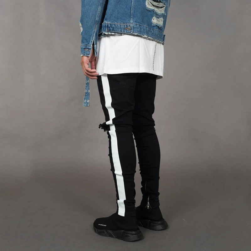 

Men s Ripped Trousers Fashionable High Waist Leggings Casual Pants Casual Trousers for Boys Black
