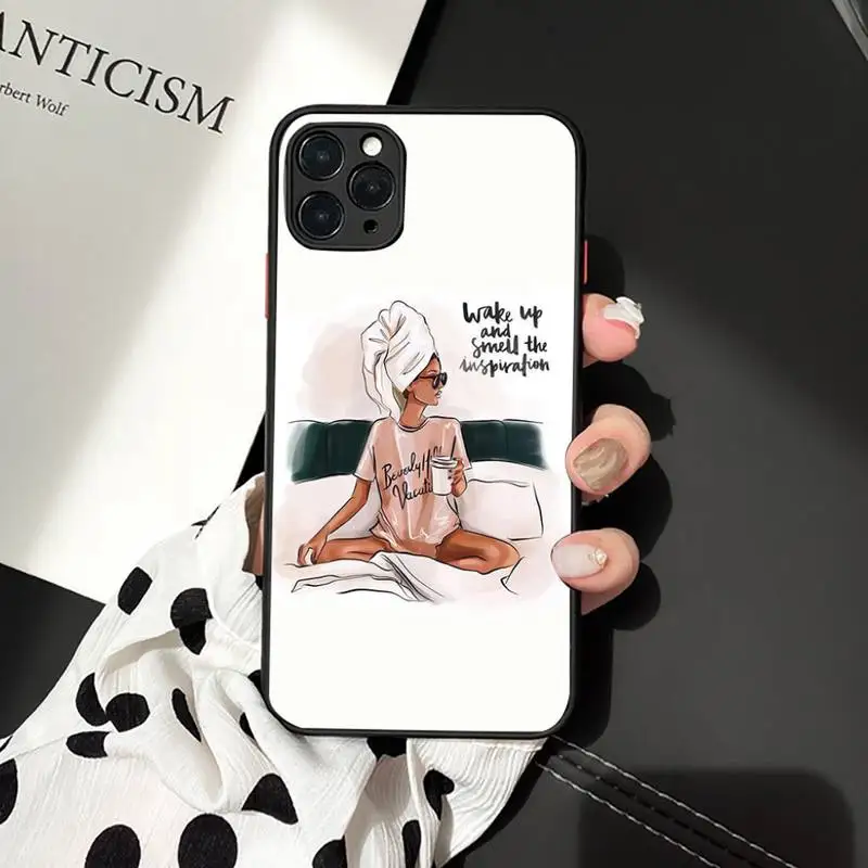 

Girl Boss Pink Women power Phone Case Matte Transparent for iPhone 7 8 11 12 s mini pro X XS XR MAX Plus cover funda