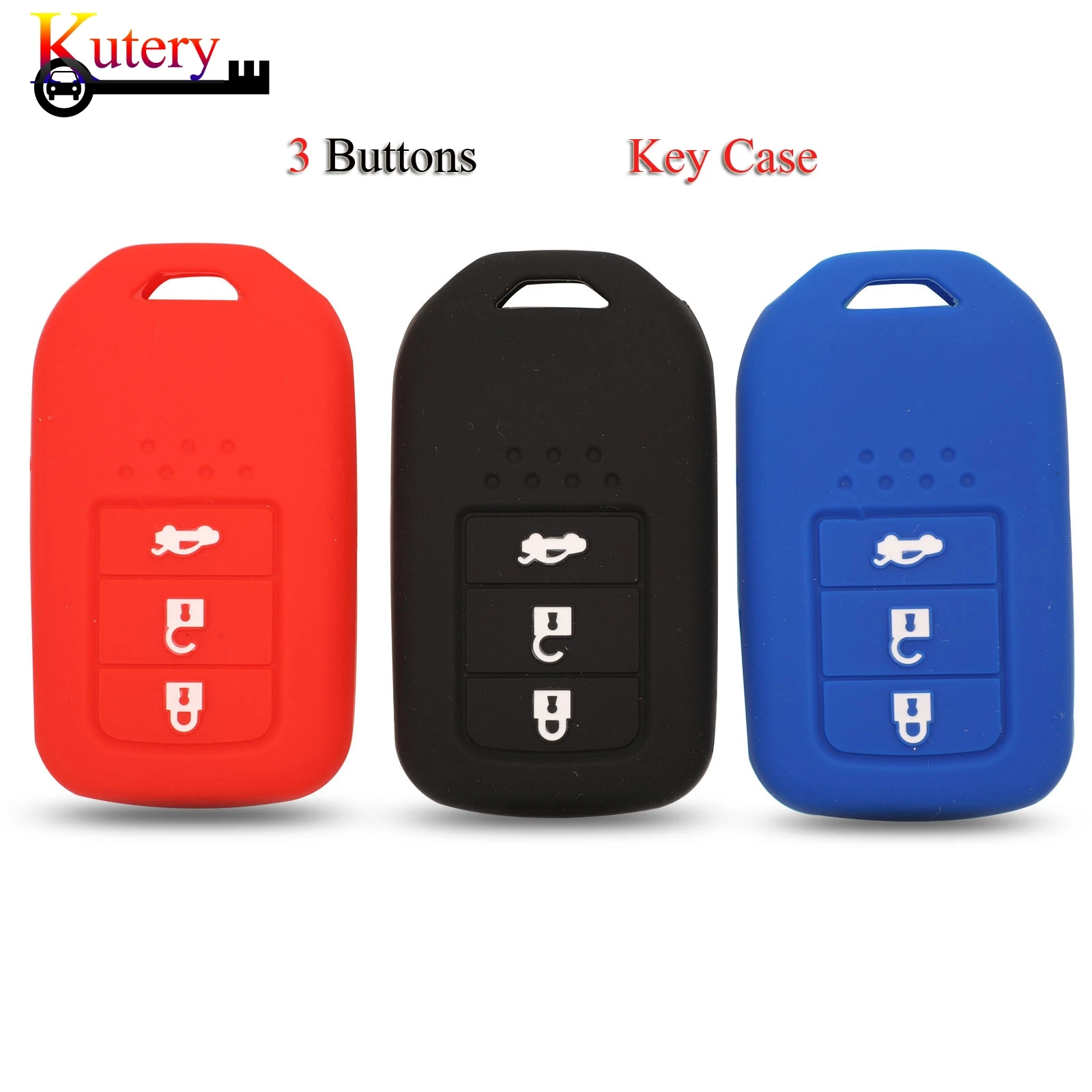 

Чехол для автомобильного ключа Kutery, силиконовый резиновый, 3 кнопки, черный/темно-синий/красный
