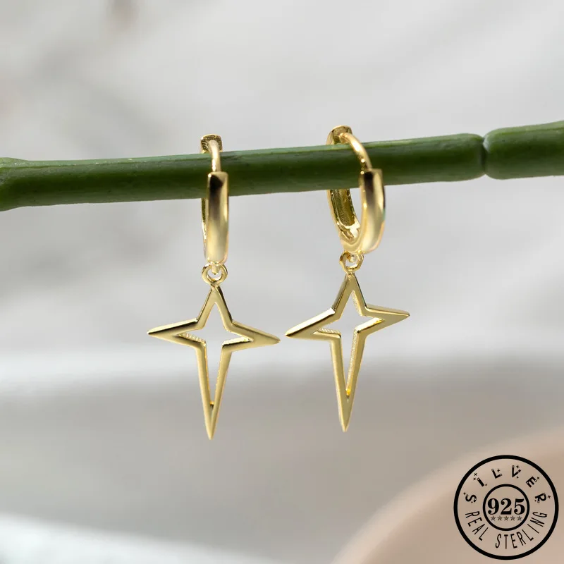 Модные серьги кольца с крестиком золотого цвета для женщин из стерлингового