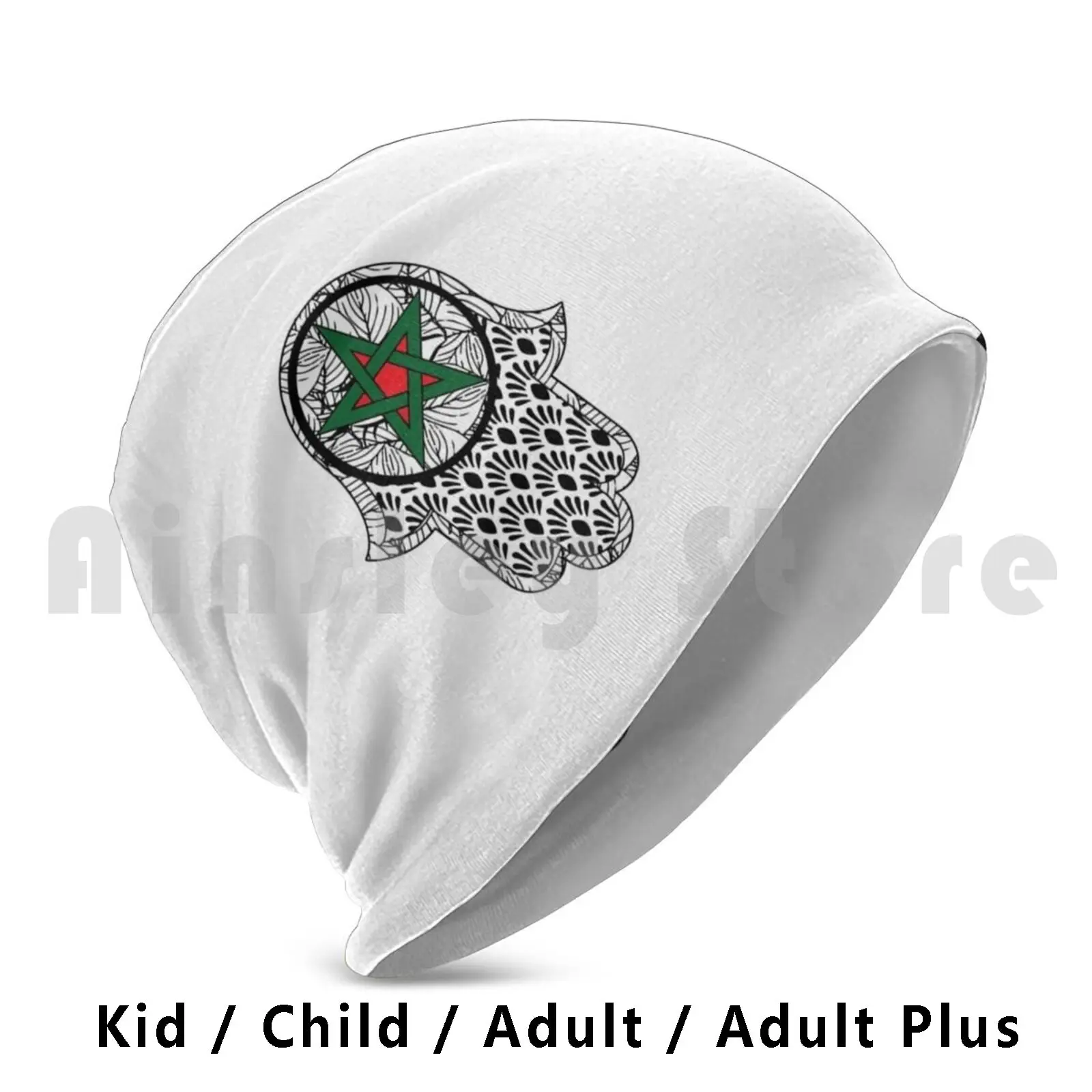 

Morocco-Maroc Beanies Pullover Cap Comfortable Morocco Maroc Flag Name World Africa Black Letters Green Red White