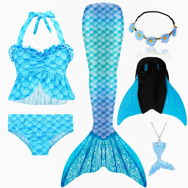 Купальник с хвостом Русалочки и плавниками Радужный Фиолетовый купальник для