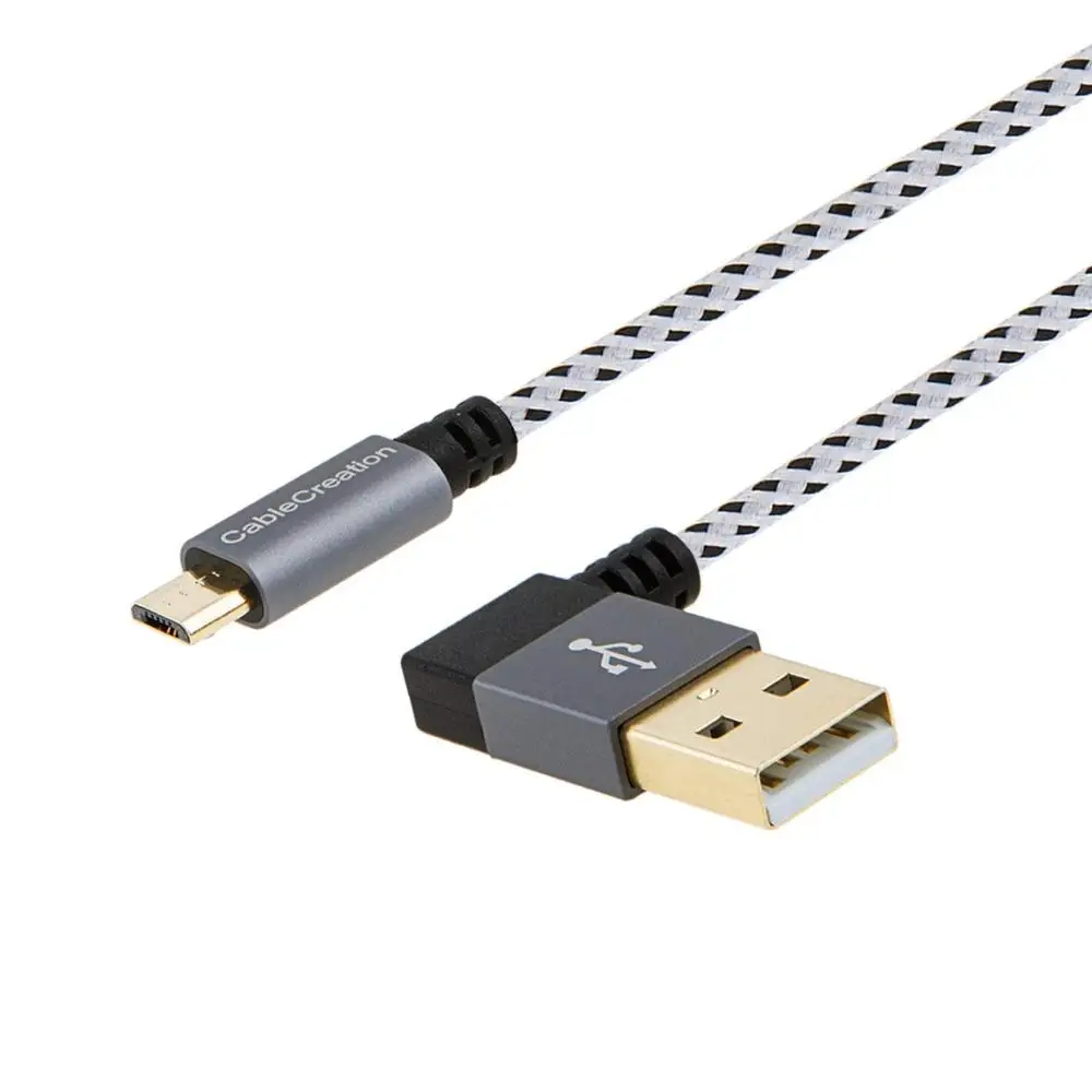 Плетеный кабель Micro USB 2 0 с боковым изгибом угловой вертикальный углом 90 градусов