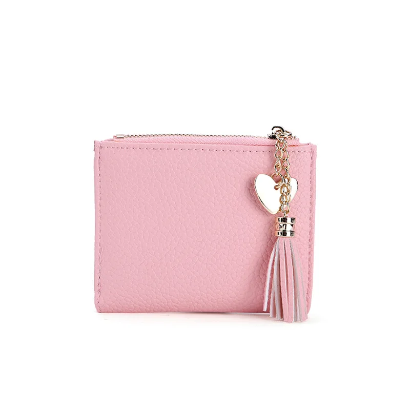 Женский новый короткий однотонный кошелек с кисточкой мини для монет держатель