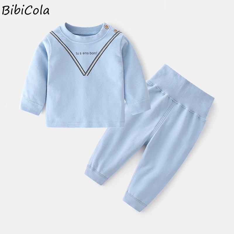 

Осенне-зимний комплект одежды для мальчиков и девочек детская одежда с длинными рукавами + длинные штаны для малышей однотонный комплект из...