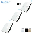 RF433 Mhz433 123 кнопочный сенсорный настенный выключатель света 1 канал с закаленной стеклянной панелью, Поддержка беспроводного пульта дистанционного управления 110-240 В