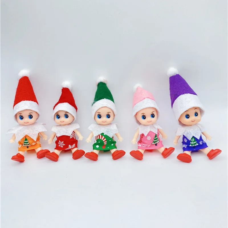 

Free Shipping 5 PCS/LOT Baby Elf Dolls with Feet Shoes Elf Toy with Movable Arms and Legs Christmas Baby Elves Doll