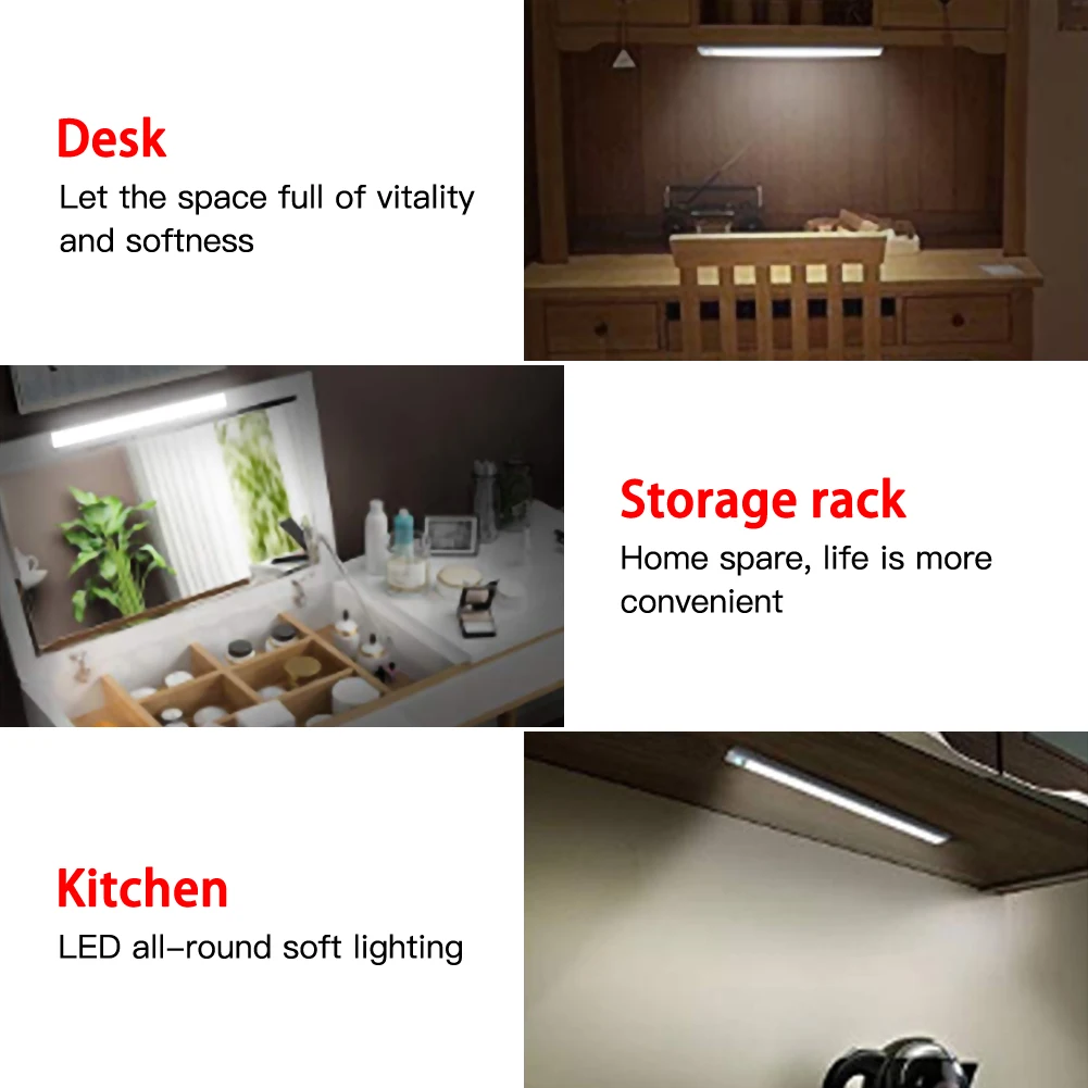 4014 Lamp Bead Under Cabinet Night Light USB Rechargeable Motion Sensor Closet Kitchen Bedroom Lighting Wall | Лампы и освещение