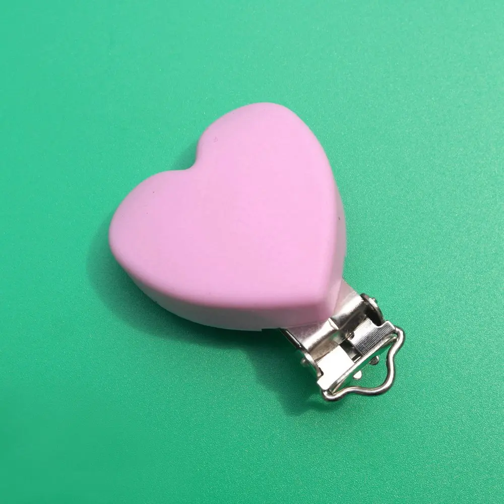 Pale Pink 1 шт. силиконовый успокоитель в форме сердечка зажимы DIY детское кольцо для соски Прорезыватель пустышка для младенца ювелирные изделия игрушка Аксессуар Держатель Зажимы для прорезывателей - Цвет: Pale Pink