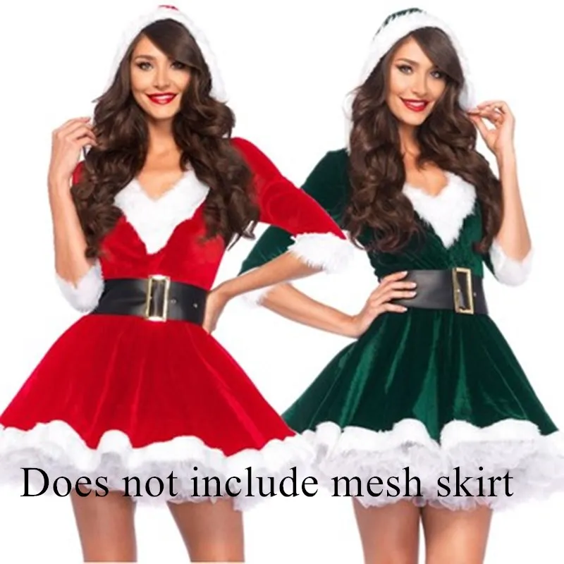 Модные Мисс Санта Клаус платье костюм для женщин рождество Нарядное вечерние