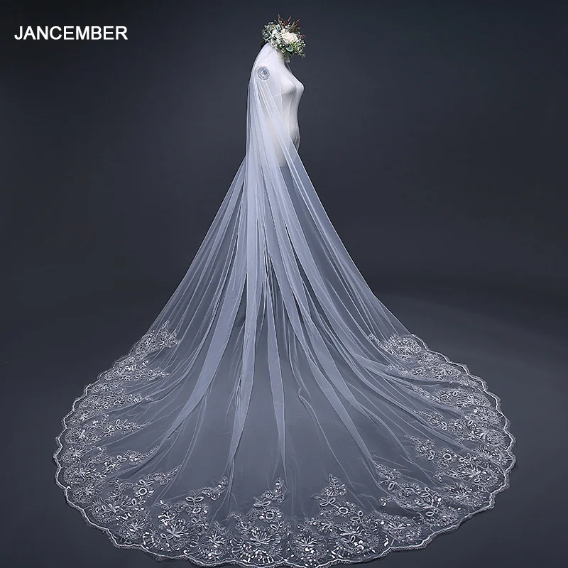 TS17103 в наличии настоящая фотография 4 м свадебная вуаль белая слоновая кость один