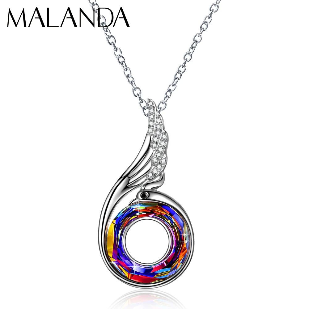 

Malanda Crystal From Swarovski Phoenix Pendants Necklaces For Women New Fashion Gorgeous Necklace Wedding Party Jewelry Mom Gift