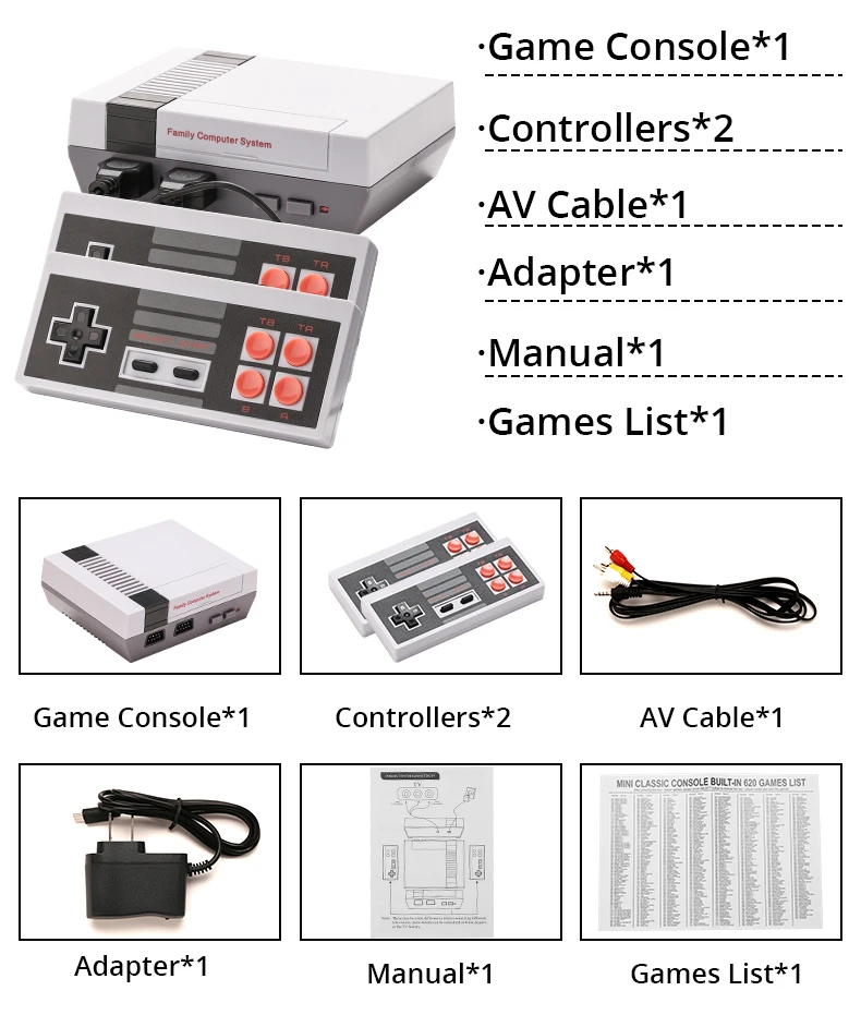 Мини ТВ Видео игровой консоли, портативные игровые консоли для NES модель для NES 620 AV игровые консоли с розничными коробок горячая распродажа