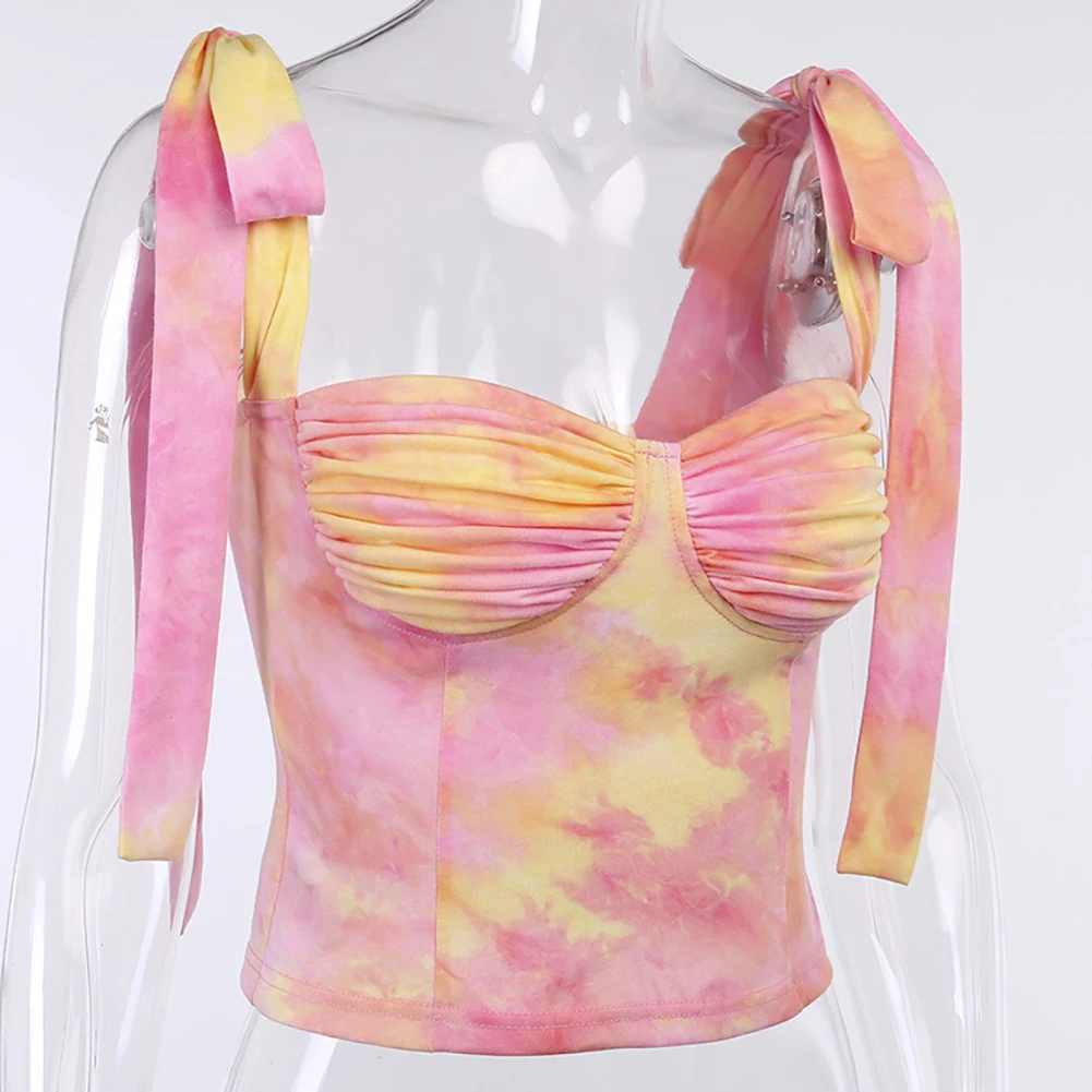 Женский дышащий пикантный Топ розового цвета на завязках с открытой спиной без