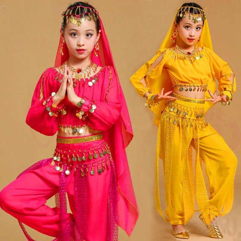 Детские костюмы для танца живота девочек восточных и индийских танцев комплект