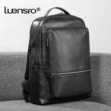 Large Mens Backpack Real Genuine Leather Travel Bag Waterproof Men 15.6 inch Laptop Backpacks Fashion Cow Leather Boys Bookbag
