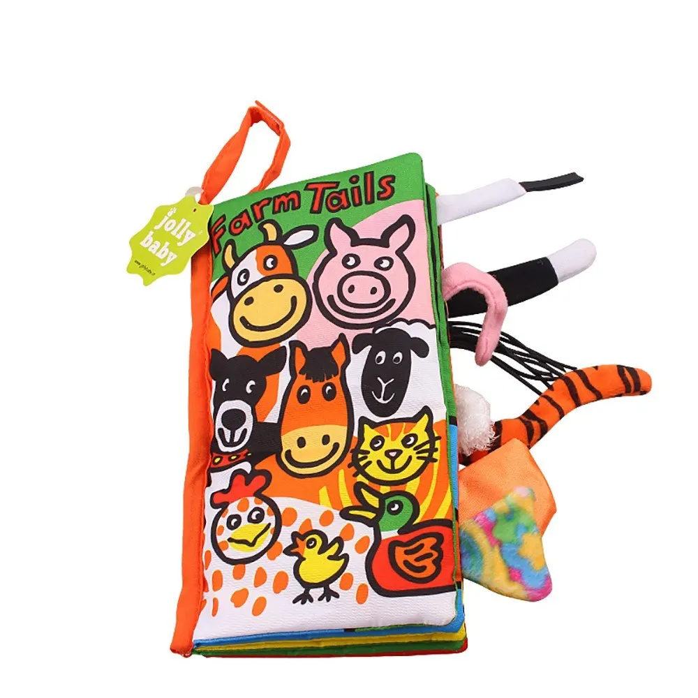 Животные хвосты тканевая книга + 8 погремушек игрушки игровой коврик детские