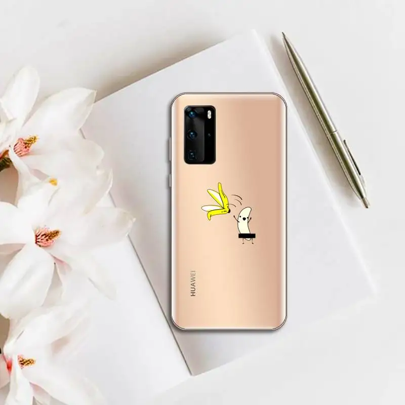 

Funny Banana Avocado Phone Case Transparent for huawei honor P 40 30 20 lite Pro 10 i 8 9 x p smart 2019