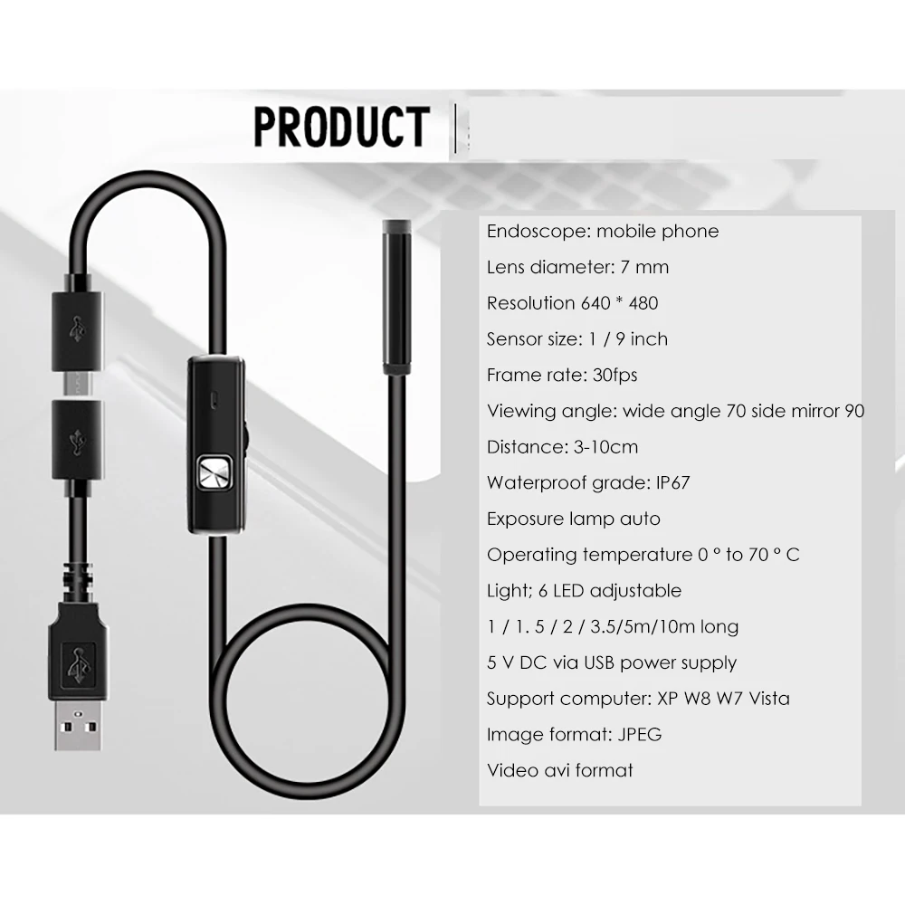 Производитель FDBRO 7 мм Android Usb эндоскоп автомобильная электроника промышленная