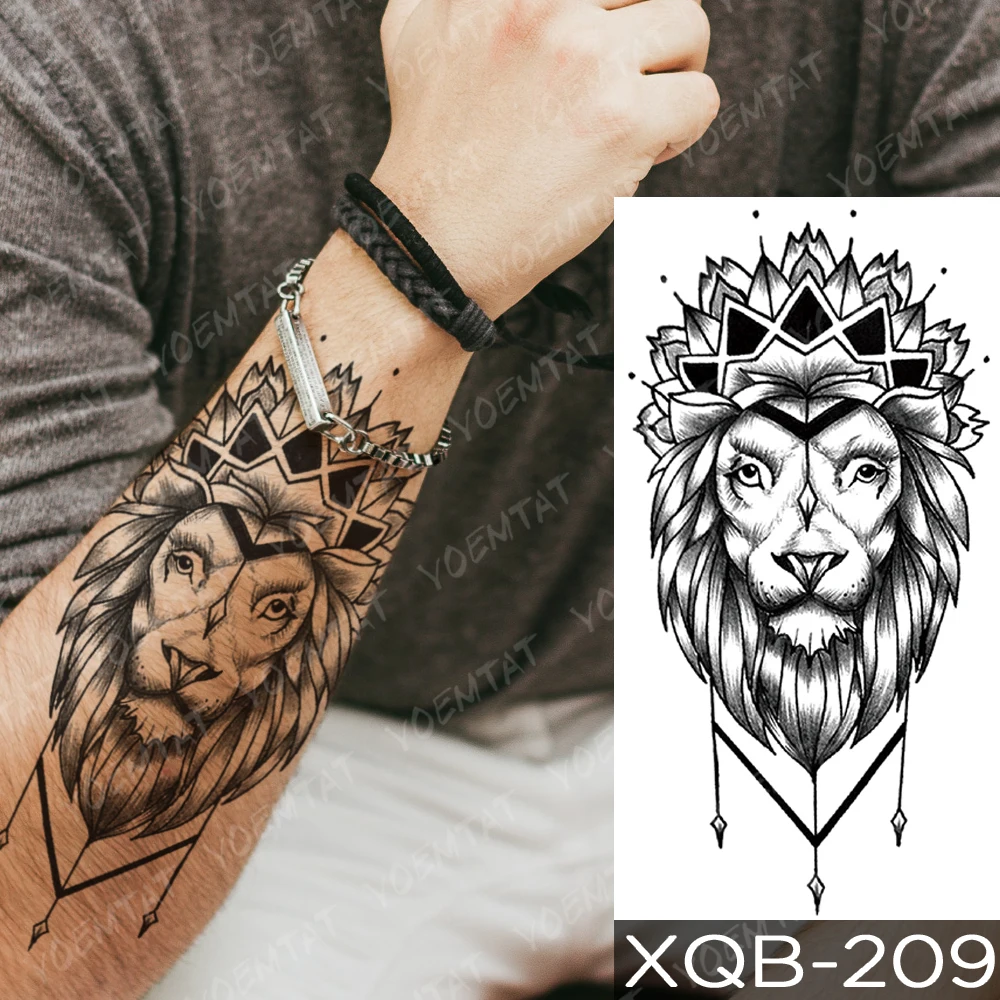 

Waterproof Temporary Tattoo Sticker Crusader Wings Cross Warrior Flash Tattoos Lion Wolf Body Art Arm Fake Sleeve Tatoo Men