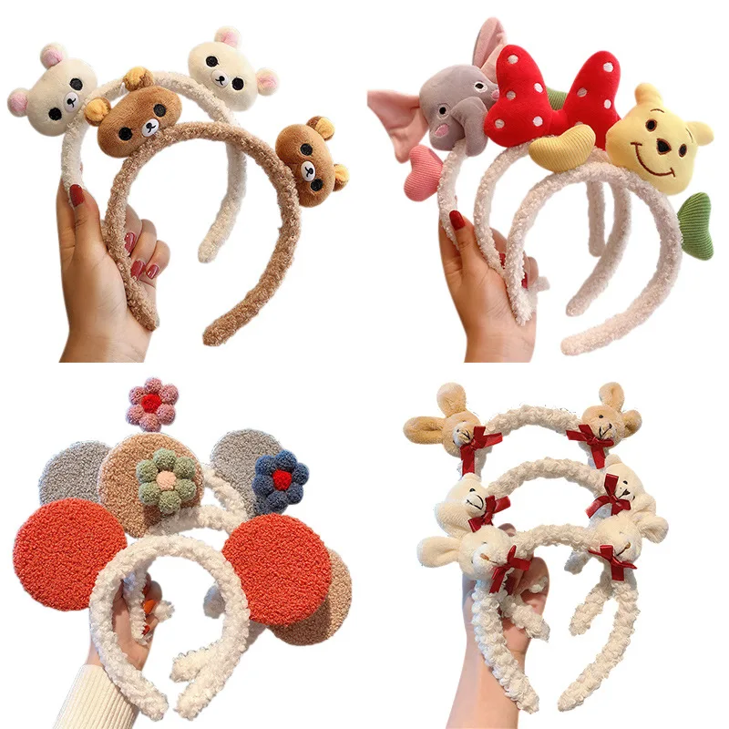 

New cute cartoon animal love bowknot children girl hair band face wash makeup daily home all-match headband non-slip headband