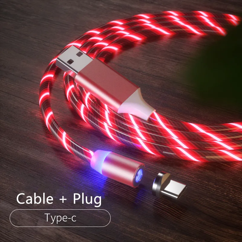 Red for Type C 1/2 м Магнитный кабель для быстрой зарядки светящийся в ночное время 2.4A Micro usb type C кабель для iphone samsung huawei Светодиодная лампа Xiaomi провод шнур - Цвет: Red for Type C