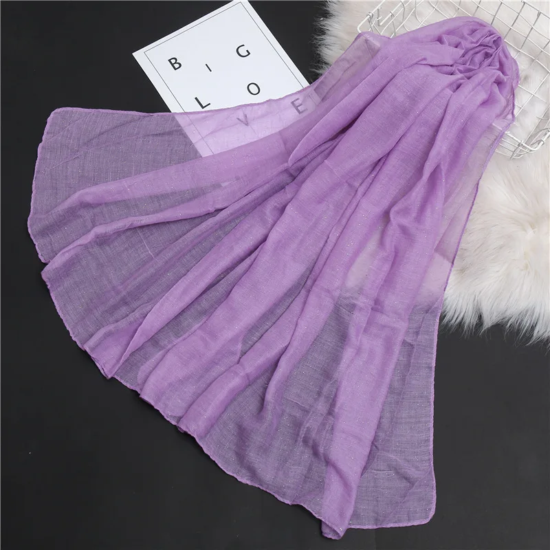 Однотонный шарф универсальная шаль тонкий хлопковый и льняной головной платок