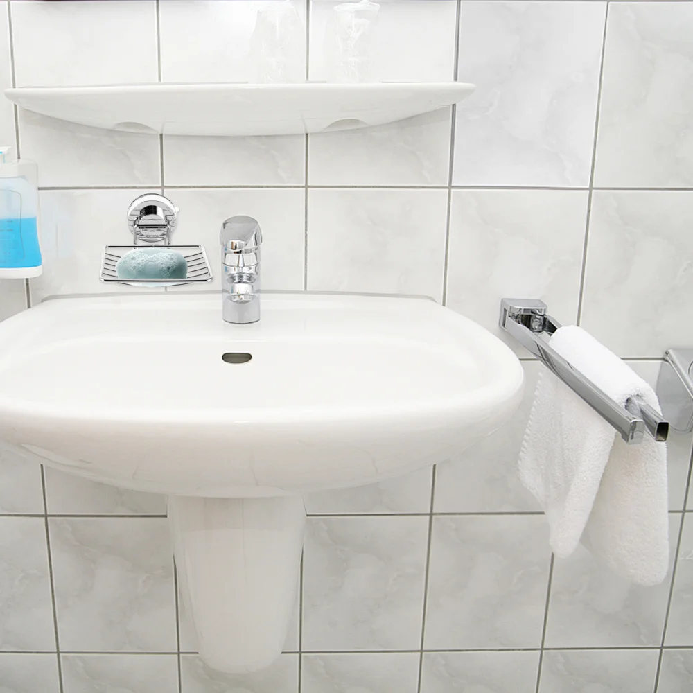 

1pc Stainless Steel Suction Cup Soap Sponge Holder Wall Shower Soap Dish