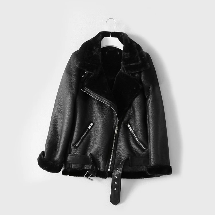 Теплая женская зимняя мотоциклетная бархатная куртка короткая с отворотами