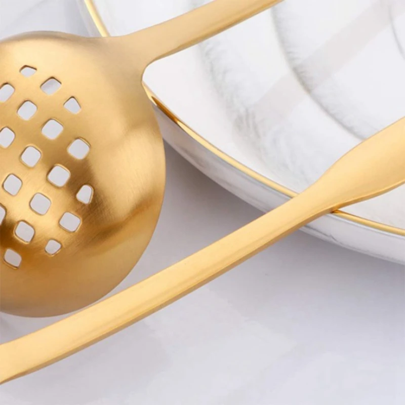 Gold Soup Ladle Colander Set Long Handle Stainless Steel Kitchenware Cookware Serving Spoon for Cooking Utensil(2 PCS) | Дом и сад