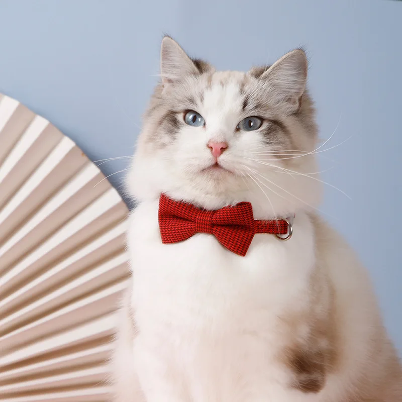 

1pc Adjustable Pet Necklace Neck Tie Cute Convenient Pet Accessories Useful Dog Cat Striped Bow Dog Cat Necklace Pet Supplies