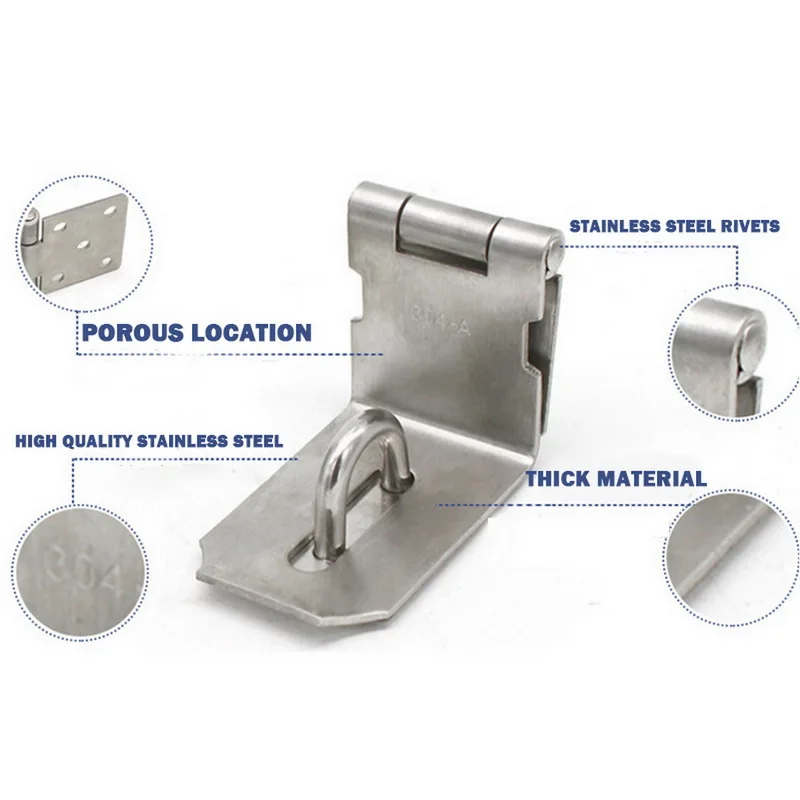 

Thickened Stainless Steel 90 Degree Right Angle Lock Card Lock Padlock Surface Mounted Anti-theft Lock Card Hasp 2021