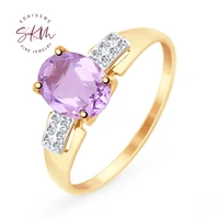 skm designer amethyst rings for women 14k rose gold vintage engagement rings designer promise luxury fine jewelry