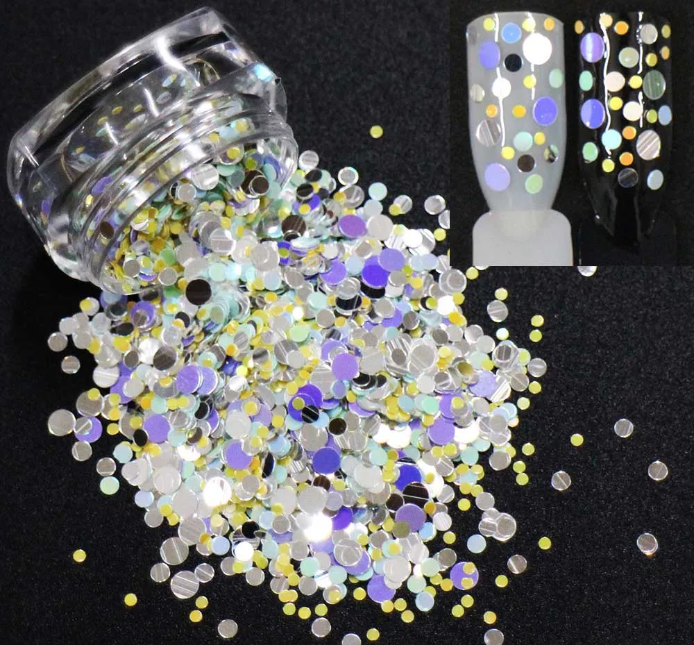 Смешанные размеры круглые формы блестки яркие цвета сияющие ломтики 3D дизайн