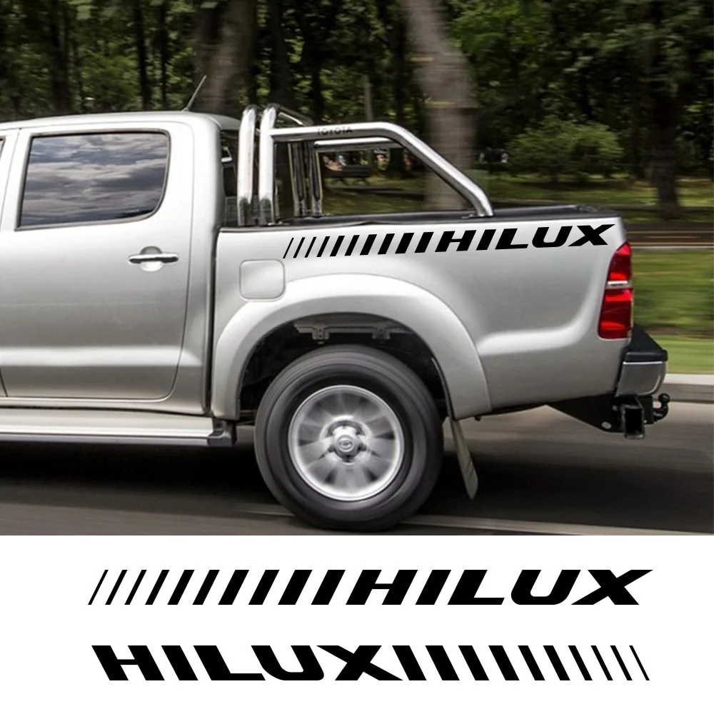 

2pcs Car Side Stripes Stickers For Toyota Hilux Revo Vigo Auto tailgate straps Waterproof Decal Styling Car Tuning Accessories