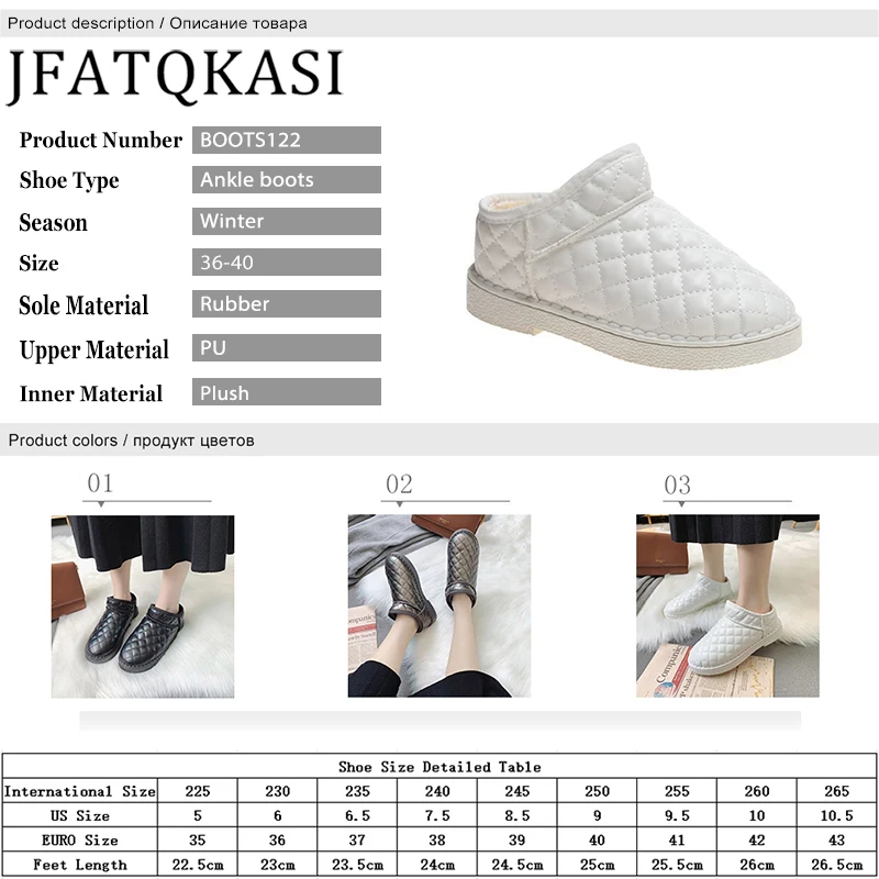 

Women Ankle Boots Winter Snow Shoes Woman Flat Round Toe Short Boots Plush Inside Non-slip Fashion Warm Ladies Shoes Plus Size