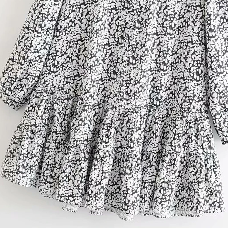 

Paris Girl Leopard Pleated Dress Autumn Summer V Neck Casual Mini Dress Long Sleeve Loose Print Dress Women Vestido De Mulher