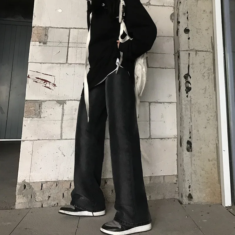 

Women Jeans Loose Wide Leg Denim Black Blue Trousers High Waist Streetwear Boyfriends Floor-length Korean Style Fashion Ulzzang