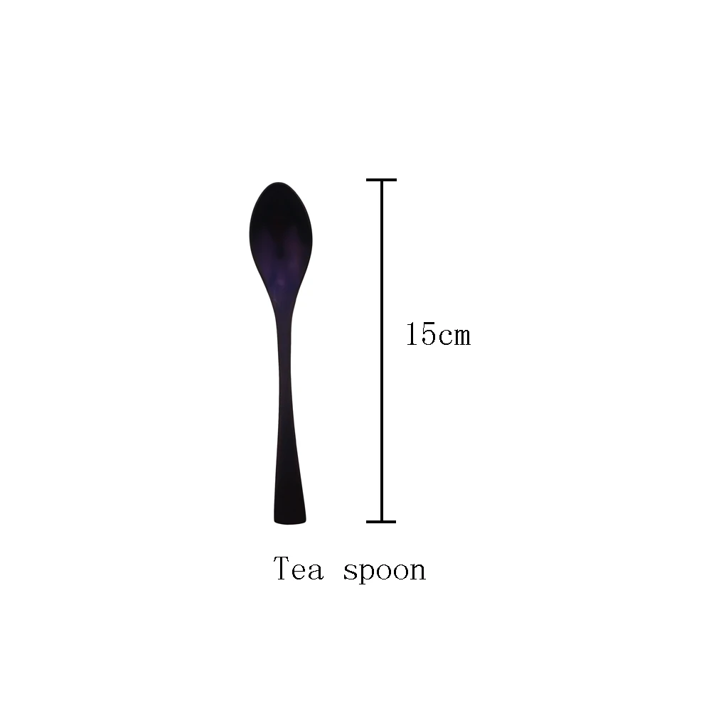 1pcs tea spoon Фиолетовый 1 шт. Посуда высокого качества из металла столовые приборы 304 нержавеющая сталь Ресторан семья набор столовой посуды для кухни посудомоечная машина Сейф - Цвет: 1pcs tea spoon